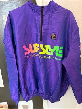 surf style Purple Windbreaker Pullover with Neon Ombre Logo